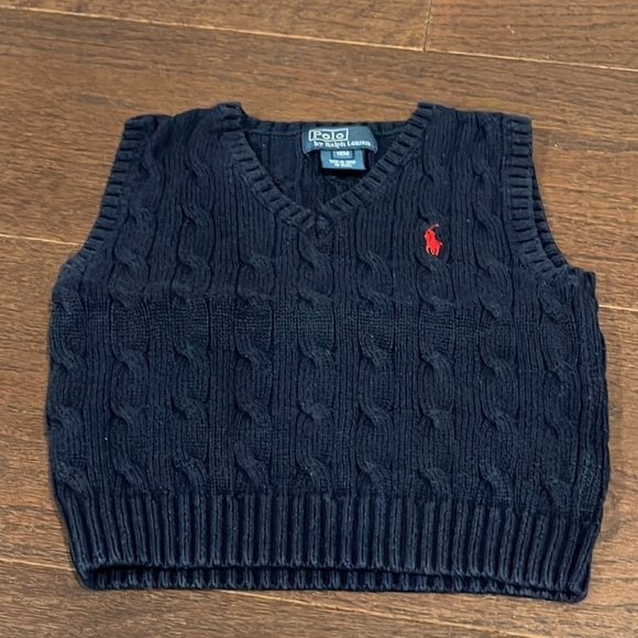 POLO by Ralph’s Lauren Boys Bundle of Navy & Cream Sweater Vests Size 18 months - Picture 5 of 7